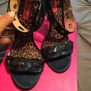 Betsey Johnson Blue Sequin open toe sandals